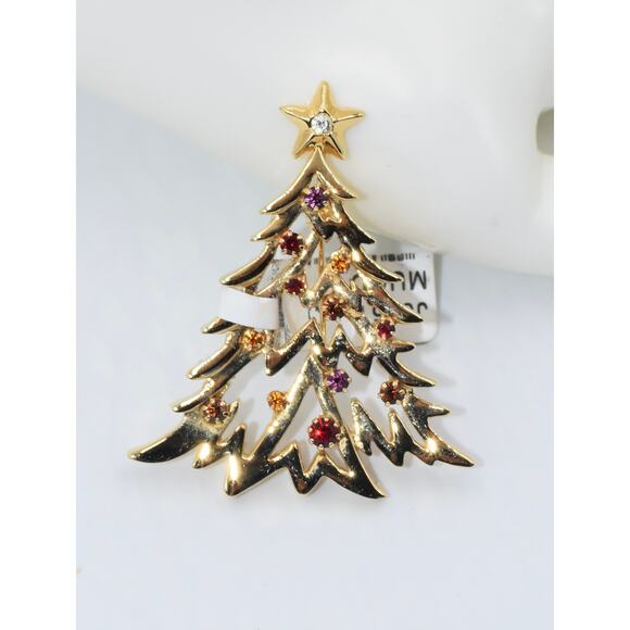 Rare ST. JOHN Swarovski Rhinestones Christmas Tree Designer Brooch Pin - Picture 5 of 5